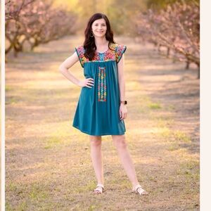 Embroidered Detail Babydoll Bodice Dress
